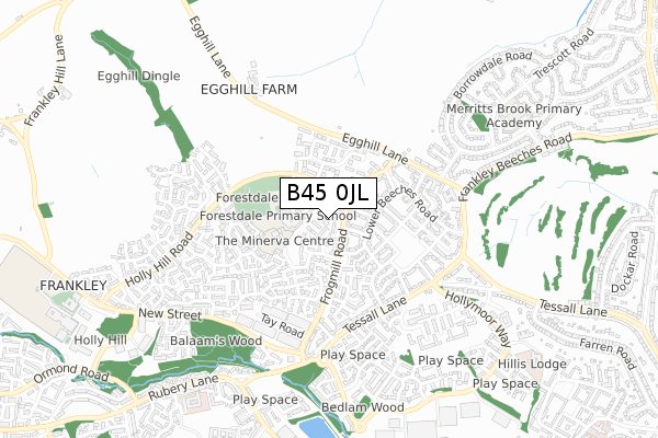 B45 0JL map - small scale - OS Open Zoomstack (Ordnance Survey)