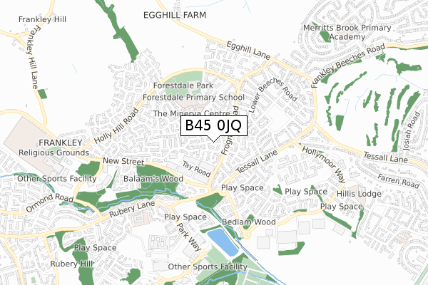 B45 0JQ map - small scale - OS Open Zoomstack (Ordnance Survey)