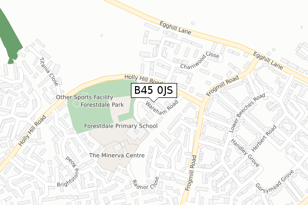 B45 0JS map - large scale - OS Open Zoomstack (Ordnance Survey)