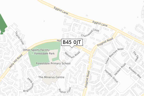 B45 0JT map - large scale - OS Open Zoomstack (Ordnance Survey)