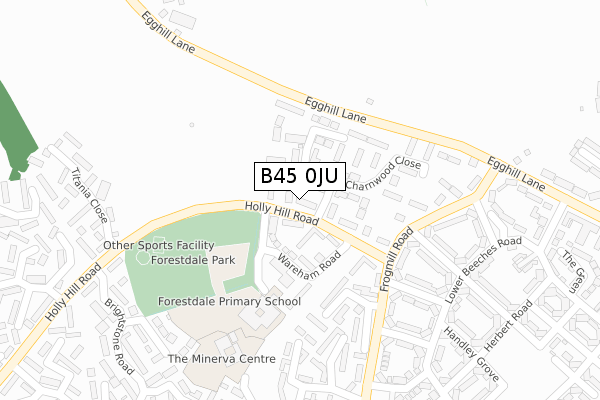 B45 0JU map - large scale - OS Open Zoomstack (Ordnance Survey)