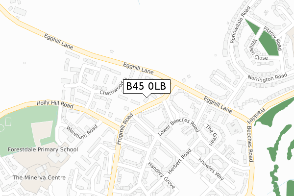 B45 0LB map - large scale - OS Open Zoomstack (Ordnance Survey)