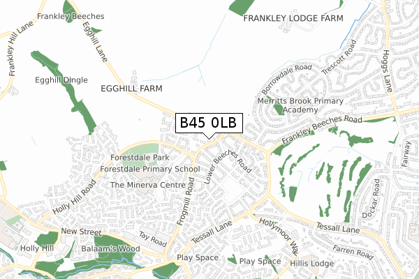 B45 0LB map - small scale - OS Open Zoomstack (Ordnance Survey)