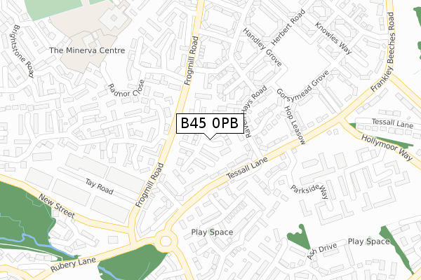 B45 0PB map - large scale - OS Open Zoomstack (Ordnance Survey)