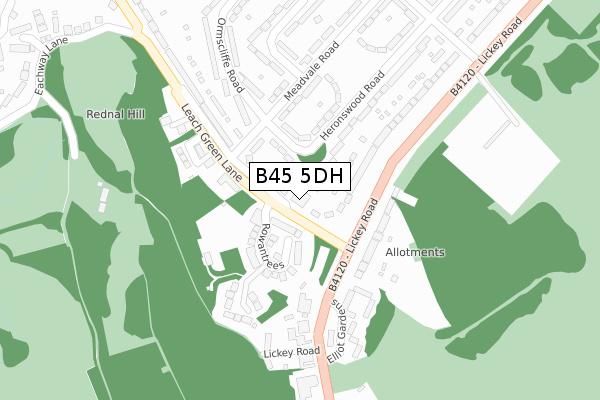 B45 5DH map - large scale - OS Open Zoomstack (Ordnance Survey)