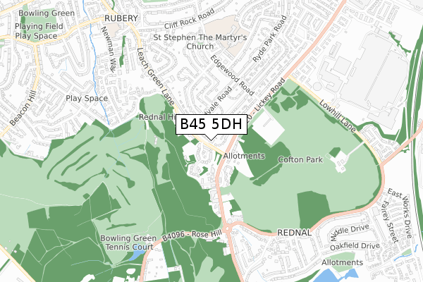 B45 5DH map - small scale - OS Open Zoomstack (Ordnance Survey)