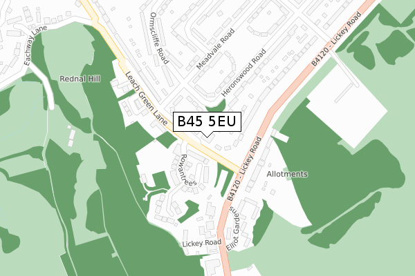 B45 5EU map - large scale - OS Open Zoomstack (Ordnance Survey)