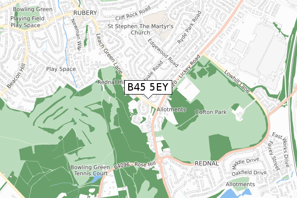 B45 5EY map - small scale - OS Open Zoomstack (Ordnance Survey)