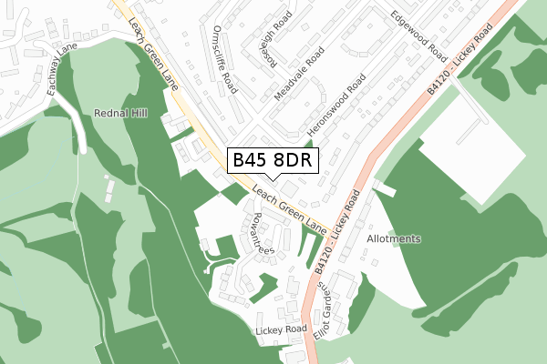 B45 8DR map - large scale - OS Open Zoomstack (Ordnance Survey)