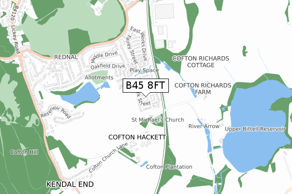 B45 8FT map - small scale - OS Open Zoomstack (Ordnance Survey)