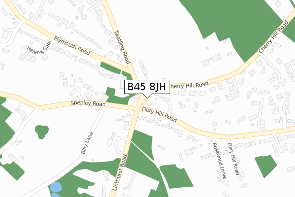 B45 8JH map - large scale - OS Open Zoomstack (Ordnance Survey)