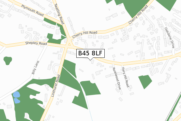 B45 8LF map - large scale - OS Open Zoomstack (Ordnance Survey)