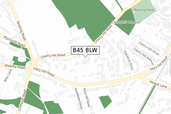 B45 8LW map - large scale - OS Open Zoomstack (Ordnance Survey)