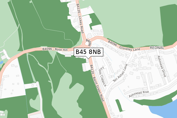 B45 8NB map - large scale - OS Open Zoomstack (Ordnance Survey)