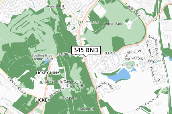 B45 8ND map - small scale - OS Open Zoomstack (Ordnance Survey)