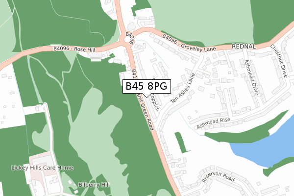 B45 8PG map - large scale - OS Open Zoomstack (Ordnance Survey)