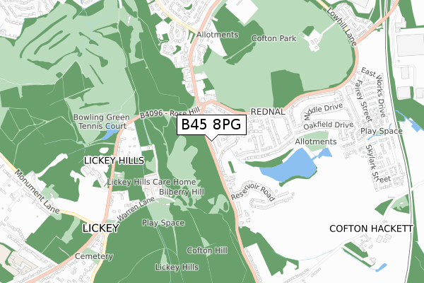 B45 8PG map - small scale - OS Open Zoomstack (Ordnance Survey)