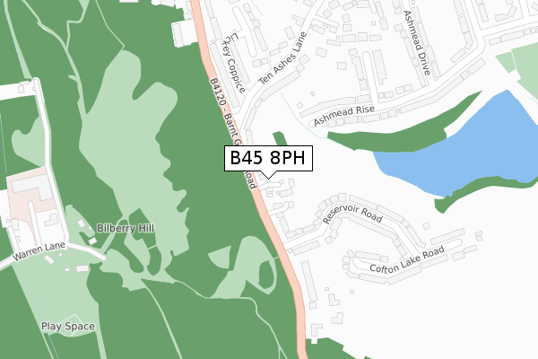 B45 8PH map - large scale - OS Open Zoomstack (Ordnance Survey)