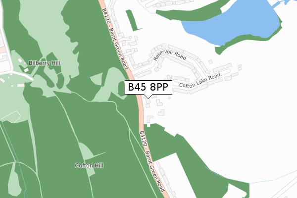 B45 8PP map - large scale - OS Open Zoomstack (Ordnance Survey)