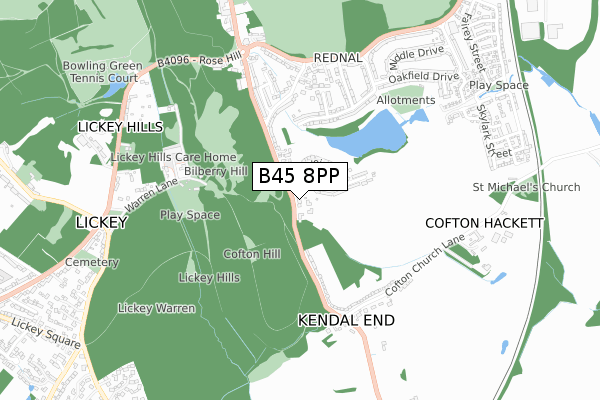 B45 8PP map - small scale - OS Open Zoomstack (Ordnance Survey)