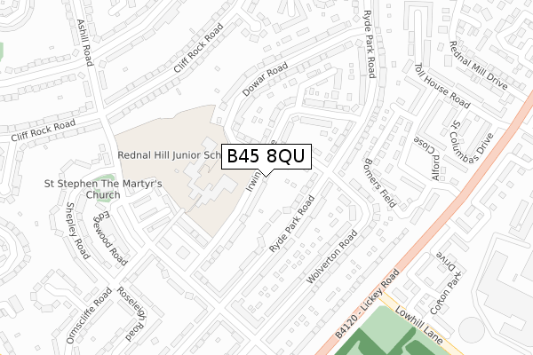 B45 8QU map - large scale - OS Open Zoomstack (Ordnance Survey)