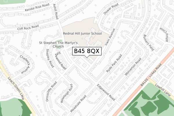 B45 8QX map - large scale - OS Open Zoomstack (Ordnance Survey)