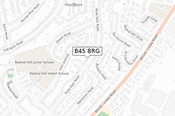 B45 8RG map - large scale - OS Open Zoomstack (Ordnance Survey)