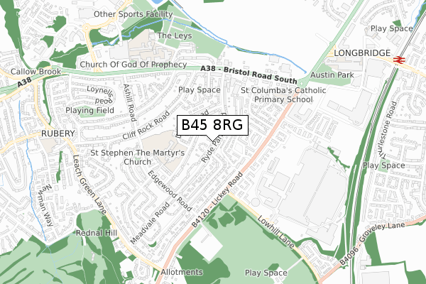 B45 8RG map - small scale - OS Open Zoomstack (Ordnance Survey)