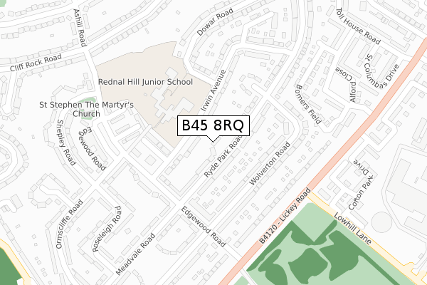 B45 8RQ map - large scale - OS Open Zoomstack (Ordnance Survey)