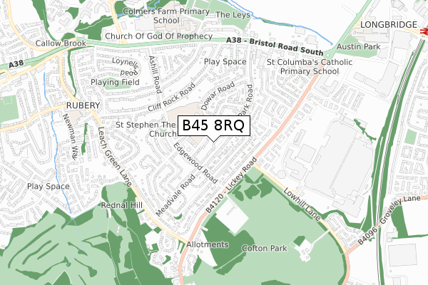 B45 8RQ map - small scale - OS Open Zoomstack (Ordnance Survey)