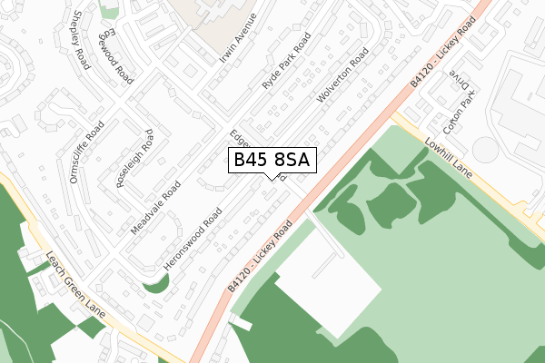 B45 8SA map - large scale - OS Open Zoomstack (Ordnance Survey)