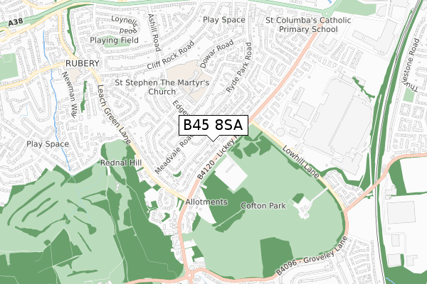 B45 8SA map - small scale - OS Open Zoomstack (Ordnance Survey)