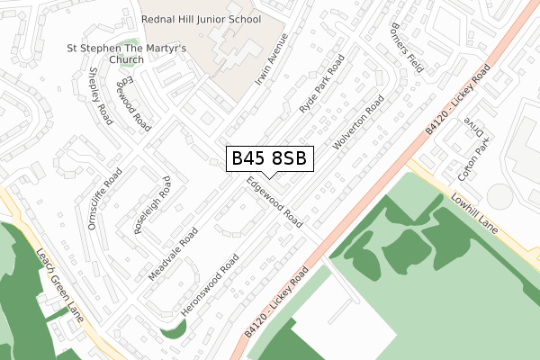 B45 8SB map - large scale - OS Open Zoomstack (Ordnance Survey)