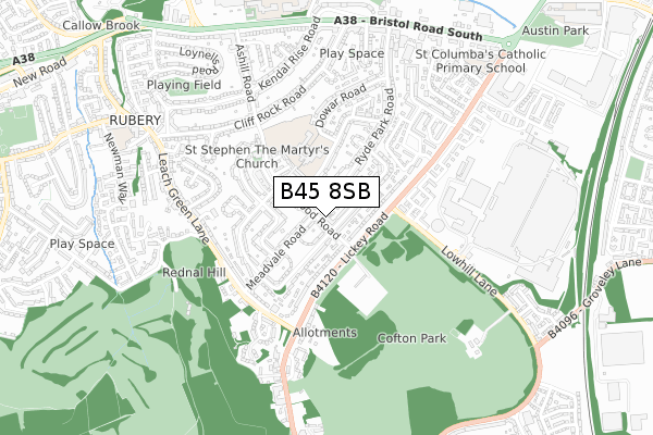 B45 8SB map - small scale - OS Open Zoomstack (Ordnance Survey)