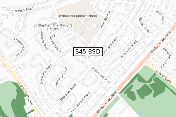 B45 8SD map - large scale - OS Open Zoomstack (Ordnance Survey)