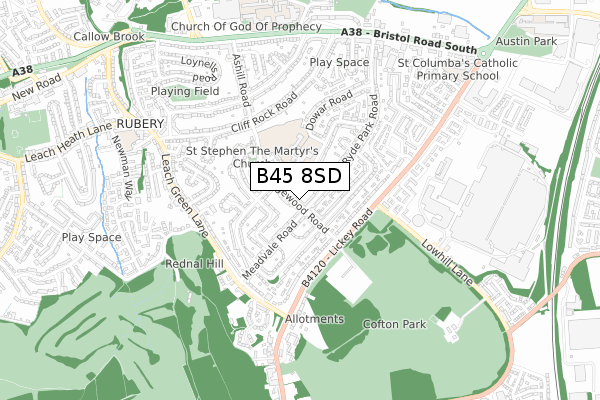 B45 8SD map - small scale - OS Open Zoomstack (Ordnance Survey)