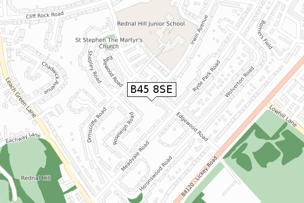 B45 8SE map - large scale - OS Open Zoomstack (Ordnance Survey)