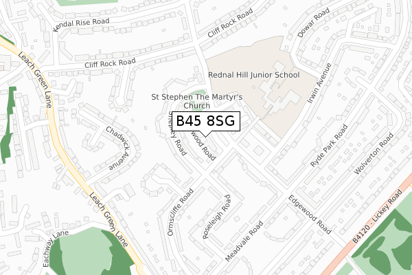 B45 8SG map - large scale - OS Open Zoomstack (Ordnance Survey)