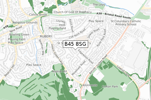 B45 8SG map - small scale - OS Open Zoomstack (Ordnance Survey)