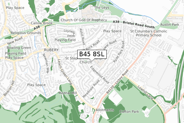 B45 8SL map - small scale - OS Open Zoomstack (Ordnance Survey)