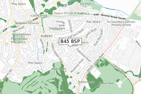 B45 8SP map - small scale - OS Open Zoomstack (Ordnance Survey)