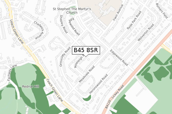 B45 8SR map - large scale - OS Open Zoomstack (Ordnance Survey)