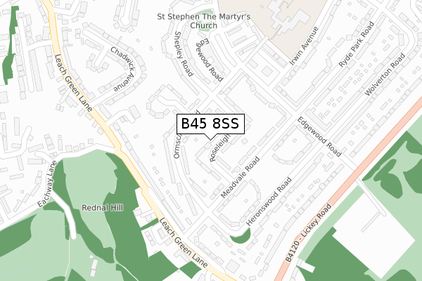 B45 8SS map - large scale - OS Open Zoomstack (Ordnance Survey)