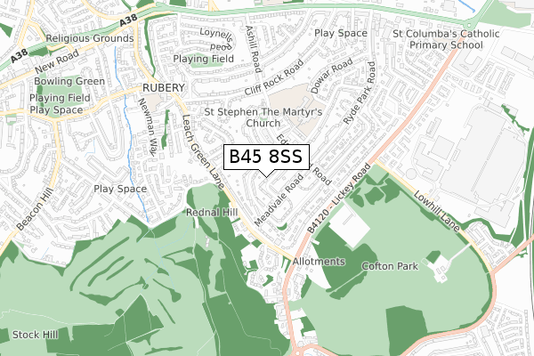 B45 8SS map - small scale - OS Open Zoomstack (Ordnance Survey)