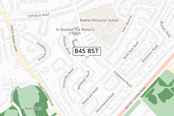 B45 8ST map - large scale - OS Open Zoomstack (Ordnance Survey)