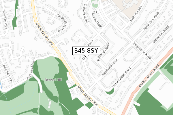 B45 8SY map - large scale - OS Open Zoomstack (Ordnance Survey)