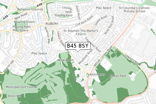 B45 8SY map - small scale - OS Open Zoomstack (Ordnance Survey)