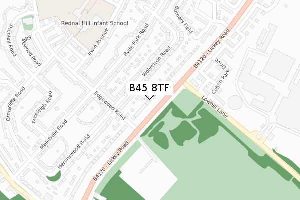 B45 8TF map - large scale - OS Open Zoomstack (Ordnance Survey)