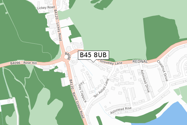 B45 8UB map - large scale - OS Open Zoomstack (Ordnance Survey)