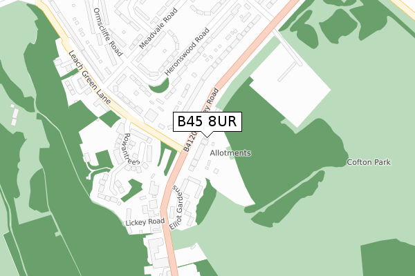 B45 8UR map - large scale - OS Open Zoomstack (Ordnance Survey)